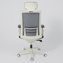 Кресло поворотное ARCUS, серая сетка+ткань/белый полиамид, коллекция AKSPRIME